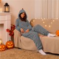 thumbnail image 5 of Unisex Adult Onesie Pajamas BWASD Casual One Piece Snug Fit Thick Warm Plush Pajamas Soft Solid Color Long Sleeve Hooded Loungewear Soft for Fall Winter Sleepwear ,3XL, 5 of 7