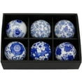 Oriental Furniture 3" Blue & White Porcelain Ball Set 6 Balls