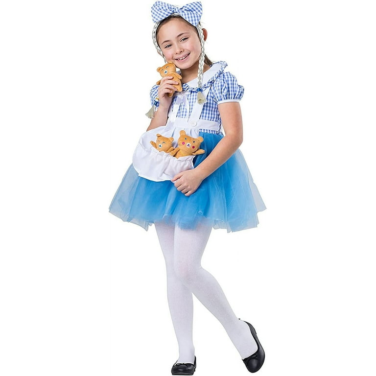 Dress Up America 1065 S Girl Goldilocks Costume with Apron 3 Bears Headband Blue Small