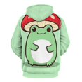 thumbnail image 3 of Cute Frog with Mushroom Hat Men's Women Vintage 3D Hooded Sweatshirt - All-Season Loose Fit Streetwear, 3 of 6