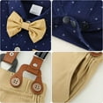 thumbnail image 2 of ZOEREA Baby Boy Suit Gentleman Outfit Clothes Infant Tuxedo Short Sleeve Dress Shirt+Suspender Pants+Bowtie+Hat 0-18M, 2 of 6