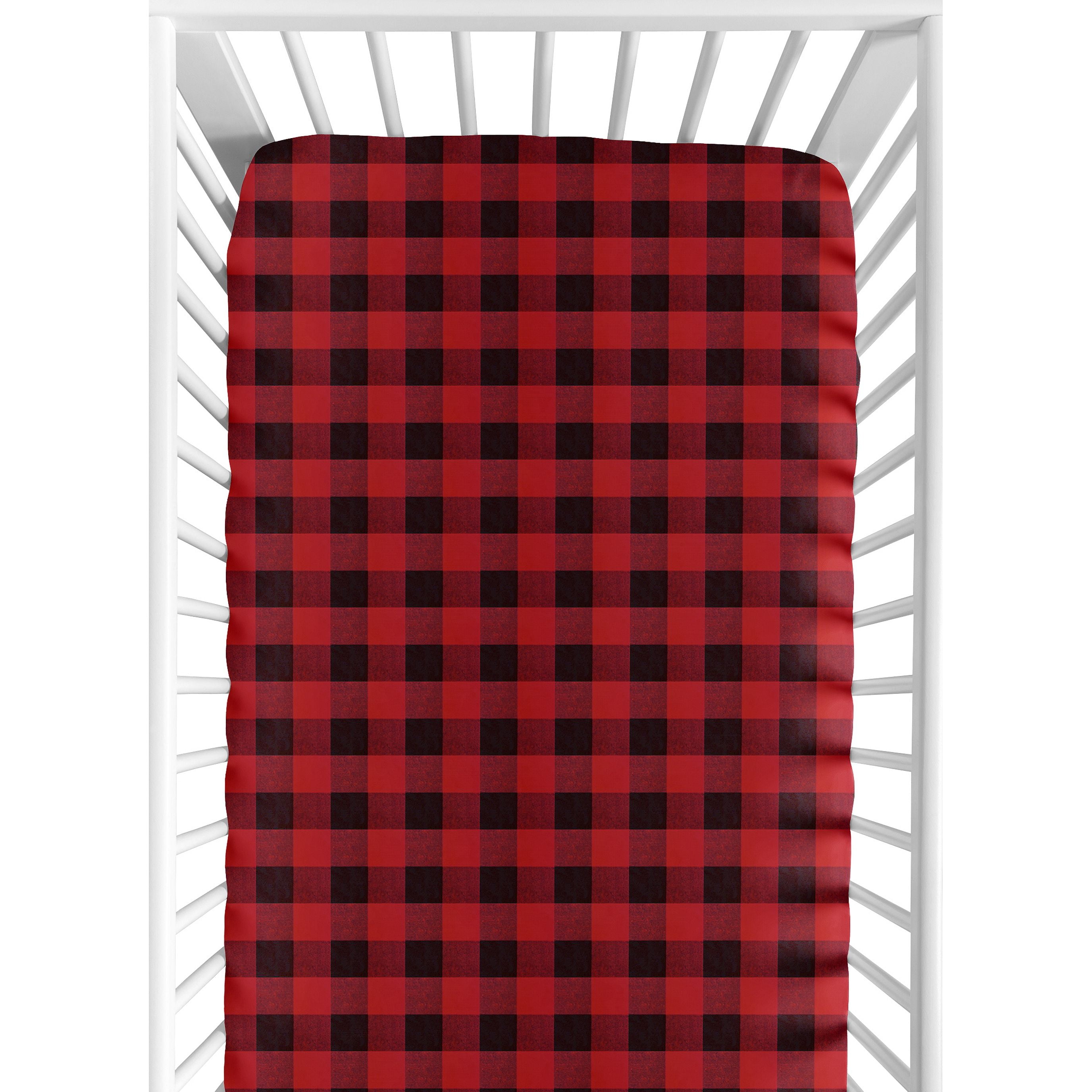 red and black plaid crib sheet