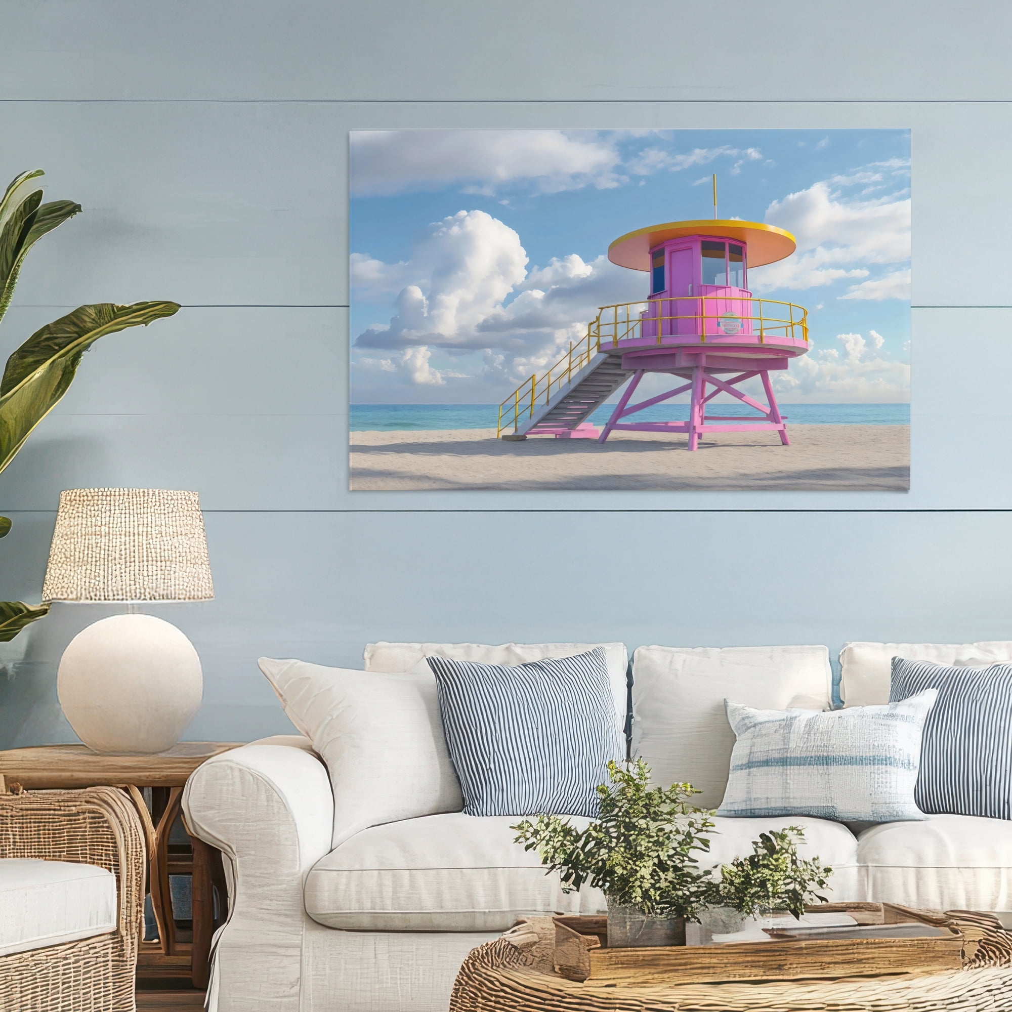 Stupell Industries Miami Beach Tower in Pink Canvas Wall Art, design by Creative Studio