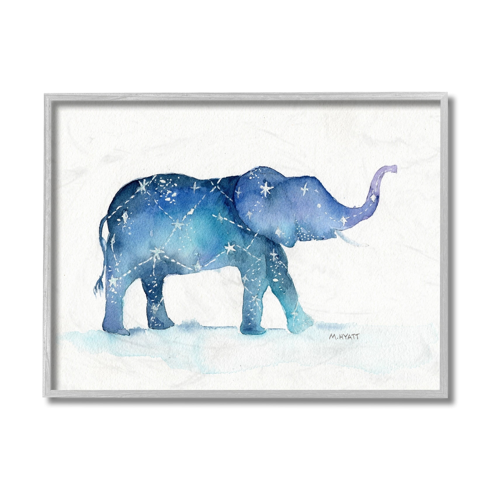 Stupell Industries Elephant March with Abstract Night Sky Constellation Black Framed, 24 x 30, Design by Melissa Hyatt LLC