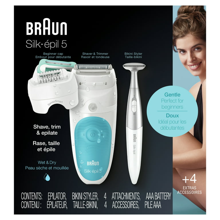 Braun Silk-Ã‰pil 5 5-810 Epilator for Women for Gentle Hair Removal,  White/Turquoise 