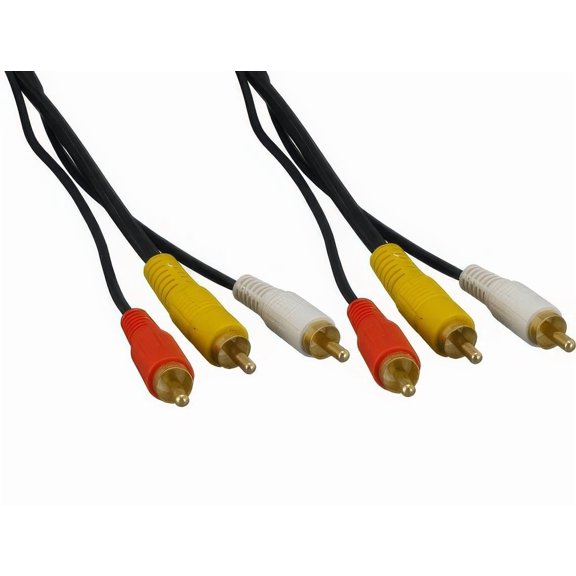 Cable Leader 12ft 3 RCA to 3 RCA Video Audio Cable, Male to Male , Black