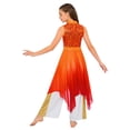 thumbnail image 7 of iiniim Girls Praise Dance Outfit Sequin Worship Asymmetrical Tunic with Wide Leg Pants Liturgical Dress Red 8, 7 of 7