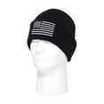 thumbnail image 2 of Rothco US Flag Embroidered Fine Knit Watch Cap, Black/White, 2 of 4