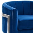 thumbnail image 2 of 18 Inch Velvet Upholstered Curved Modern Accent Chair, Blue- Saltoro Sherpi, 2 of 5