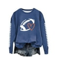 thumbnail image 2 of Sweatshirt for Women Touchdown Season Game Day Heart Football Printed Lightweight Crewneck Long Sleeve Pullover Blue L, 2 of 3