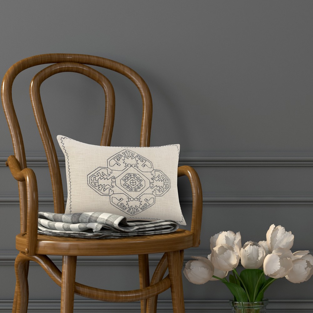 Ox Bay 16" x 24" White/ Blue Medallion Organic Cotton Pillow Cover