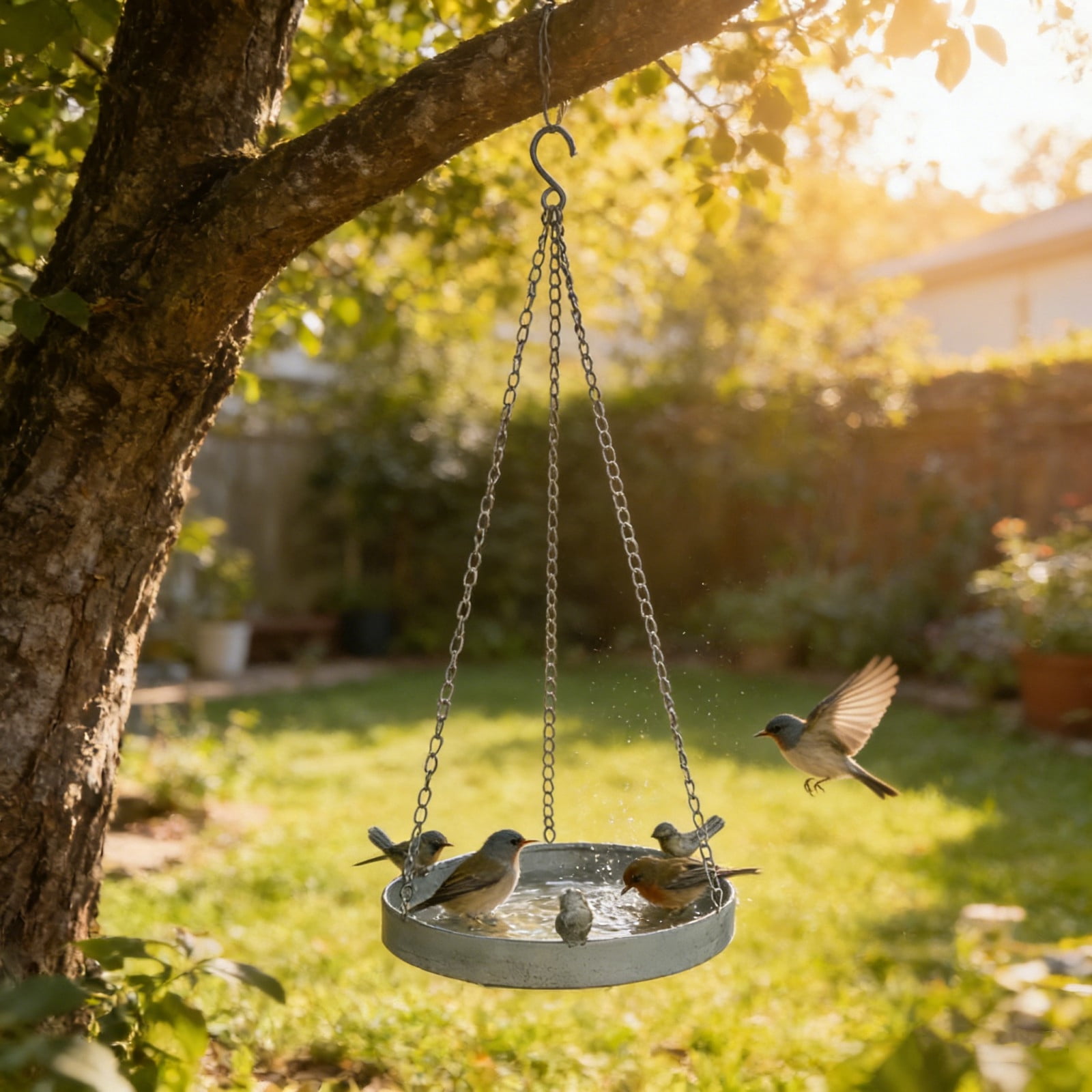 Outdoor Bird Basin - Metal Birds Bath Garden Pedestal Bowl, Freestanding Pets Water Dish for Birds, Durable Iron Bird Bath Garden Lawn Yard Decor Stand for Home
