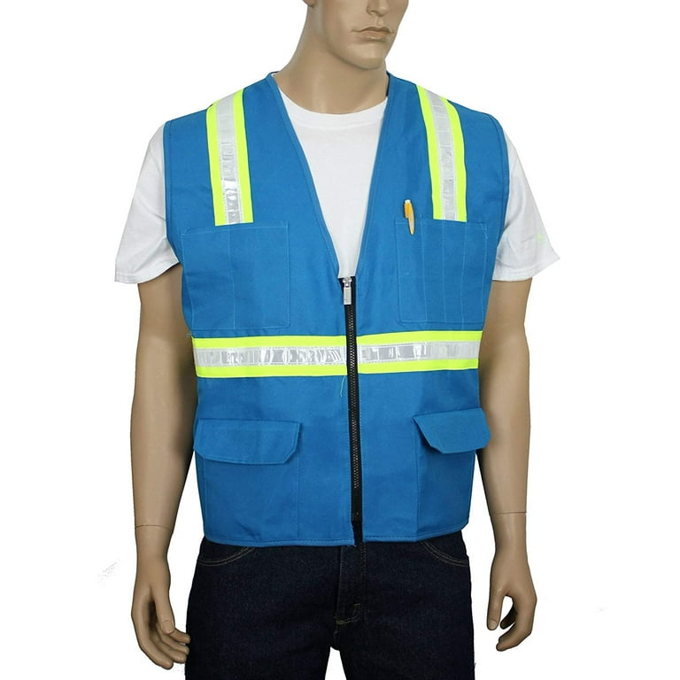 Safety Depot Light Blue Reflective Safety Vest with Pockets 8038 LB XL