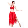 thumbnail image 2 of 37.8in 120D Chiffon Skirt Women's Belly Dance Skirt with Trimed Gold Sequins,1,1,1,37.8inch,Red, 2 of 5