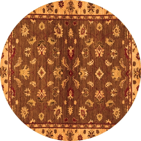 Ahgly Company Indoor Round Oriental Orange Traditional Area Rugs, 6' Round