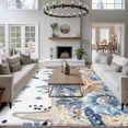 thumbnail image 3 of 5'x7' Area Rugs for Living Room Bedroom, Blue Starfish Coastal Washable Rug Carpet Runner Indoor Outdoor, Eucalyptus Summer Nautical Shell Ocean Non Slip Floor Mats Area Rug for Kitchen, Nursery, 3 of 8