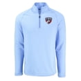 thumbnail image 2 of Men's Cutter & Buck Heather Powder Blue FC Dallas Peshastin Eco Fleece Recycled Raglan Half-Zip Top, 2 of 3