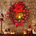 thumbnail image 2 of Corona de Navidad Artificial con lámpara LED Retro brillante, bola de arco, flor roja grande para puerta delantera, fiesta de Navidad, ventana, puerta de chimenea, 2 of 4