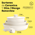 thumbnail image 4 of BEE VIBES Sartenes de Ceramica Y Olla Con Mango Removible, Sartenes Antiadherentes, Bateria De Cocina Vajilla Con Tecnología De Granito Gris Libre De PFOA Apto Para Lavaplatos Y Horno, 4 of 6