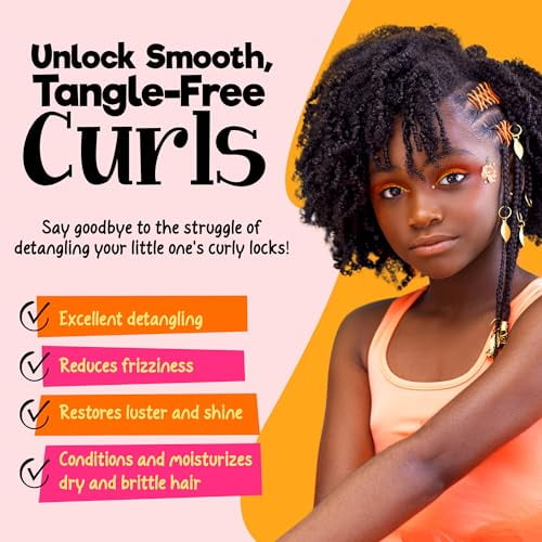CurlyKids Textured Hair Care Set with Hair Detangler Spray, Kids Shampoo, Conditioner & Creme for Curly, Frizzy, & Wavy Hair | Sulfate & Paraben-Free Formula to Detangle, Hydrate,