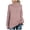 Pink, variant on Womens Sweater Turtleneck Pullover Sweater Solid Color Loose Mid-Length Long Sleeve Thick Line Sweater