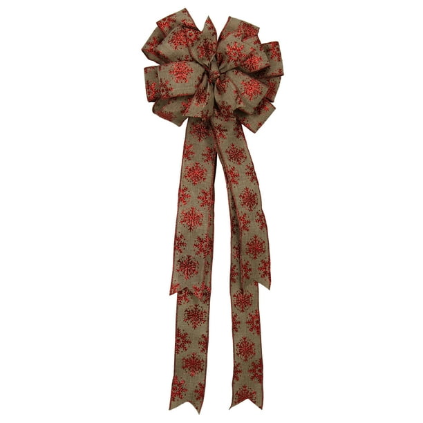 HOLIDAY TIME NATURAL/RED TREE TOPPER BOW - Walmart.com
