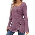 thumbnail image 2 of Fantaslook Square Neck Tops for Women Long Sleeve Dressy Blouses Button Side Tunic Shirts, 2 of 8