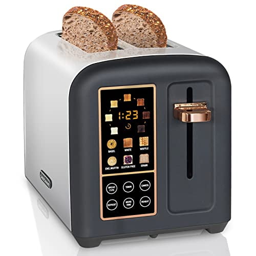SEEDEEM 2 Slice Toaster, Stainless Steel Bread Toaster with Touch LCD Display, 50% Faster Heating Speed, 6 Bread Selection, 7 Shade Settings, 1.5'' Extra Wide Slots Toaster with 4 Basic+Mo