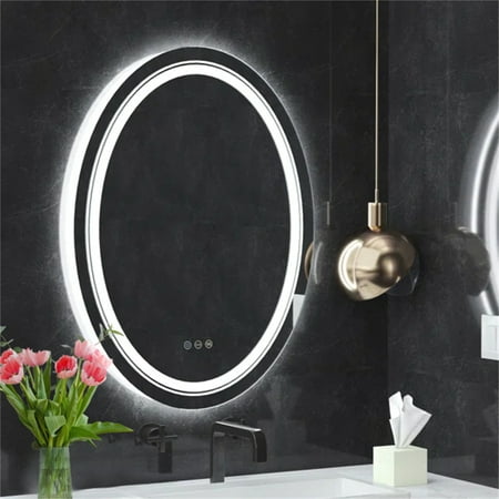 

LUVODI Modern Dual-LED Oval Bathroom Mirror Anti-Fog Dimmable Wall Mounted Vanity Mirror 28x20 inch
