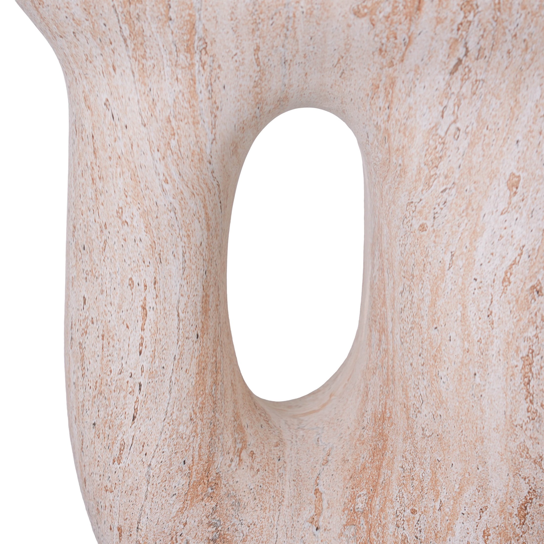 Christopher Knight Home 18.9" U-Shaped MGO Stone Marble Accent Side Table, Indoor Outdoor Use, Beige