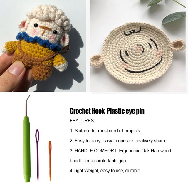 Plastic Crochet Hook Kit Portable Hand Hook Set Held Ergonomic Professional Reusable Wood Handle Sewing Shop Crocheting Needles 3 Sets