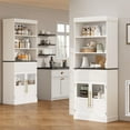 thumbnail image 6 of Storage Cabinet,Farmhouse Kitchen Pantry Cabinet,70" Tall Kitchen Storage Cabinet Freestanding Kitchen Pantry Cabinet with Drawer & 2 Glass Doors and 3 Shelves for Living Dining Room, 6 of 7