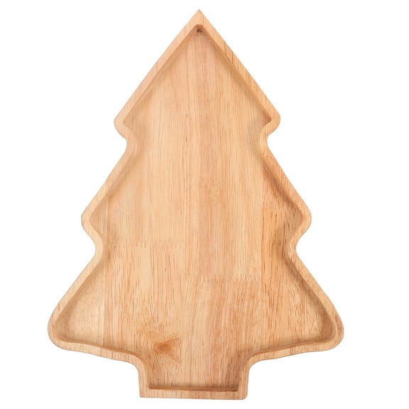 FUEENIRVA Light Yellow Christmas Tree Snack Plate Wood Appetizer Serving Dish