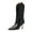 Black, variant on XYD Women Cowgirl Western Pointy Close Toe Mid Calf Boots Low Thin Heel Pull On Rural Wedding Party Bootie Shoes Size 6 White