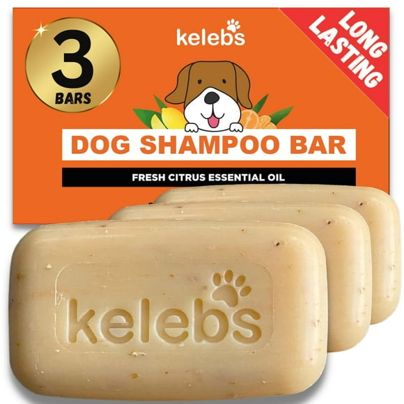Eco-Friendly Deodorizing Dog Shampoo Bar with Citrus Essential Oils - Natural Pet Shampoo for Smelly Dogs and Puppies - Vegan, Zero Plastic Waste - 3 Pack