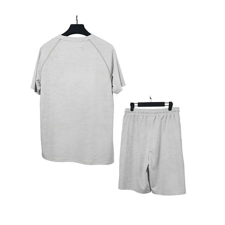hopeusnice Men s Solid Color Lounge Sets Casual Elastic Waist Drawstring Shorts Pockets Loose Loungewear Comfyfit Workout Sets 2Pcs Sweatsuit Fall Lightweight Clothing For Male Gray Xxxl