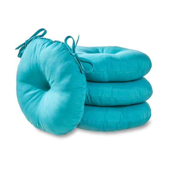 Solid Teal 15 in. Outdoor Bistro Chair Cushion, Set of 4