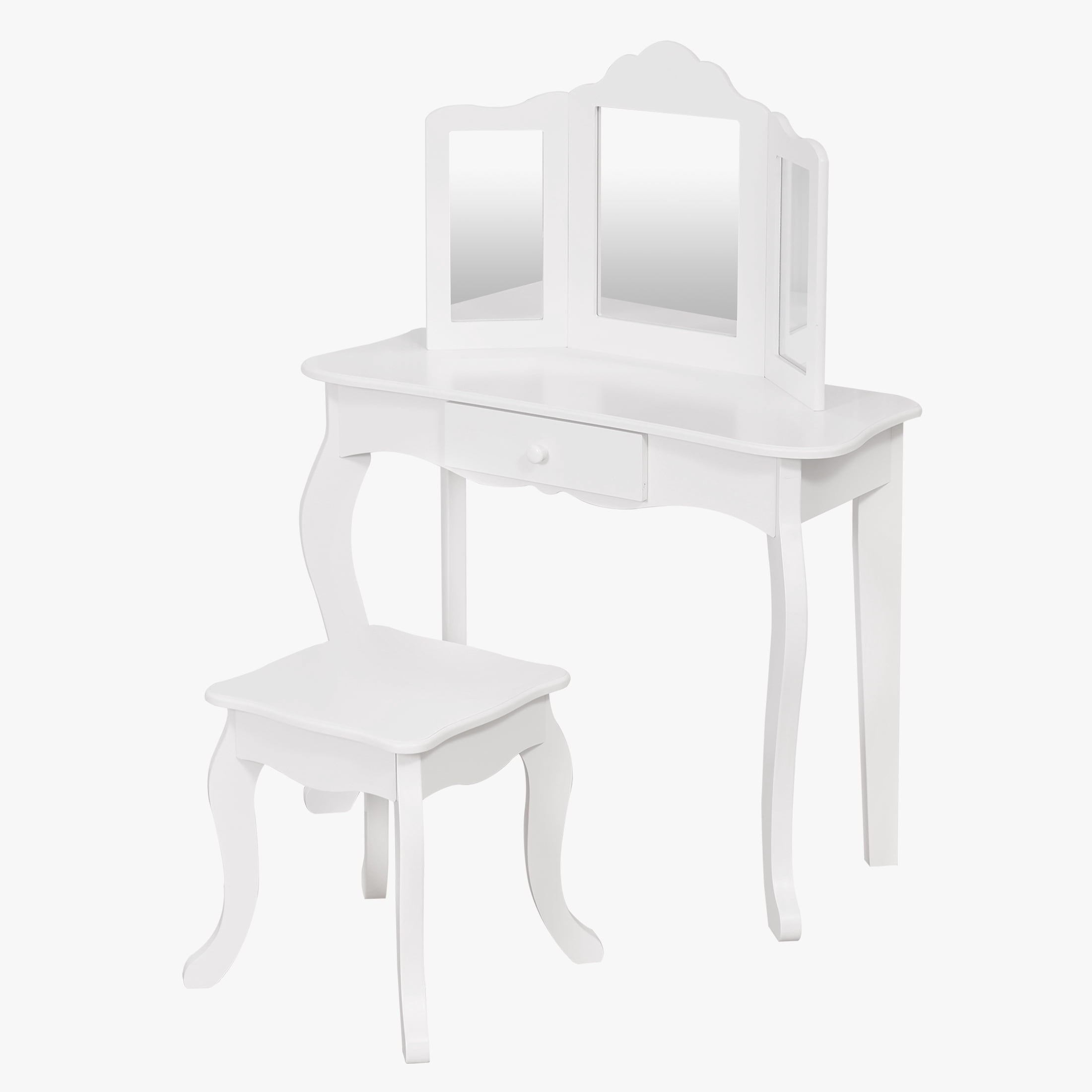 Your Zone Kids Makeup Vanity Set With Table And Stool, White