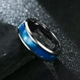 thumbnail image 2 of 6mm Black/Silver Stainless Steel Blue Band Men Women's Ring Size 6-12, 2 of 6