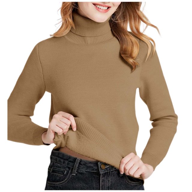 Sous-vêtements Thermiques à Col Roulé pour Femmes Haut Chaud Chandail d'Hiver Doux Confortable Automne Hiver Manches Longues