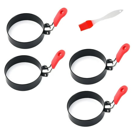 

4 Pack Egg Ring Set For Frying Shaping Eggs - Round Egg Cooker Rings For Cooking - Stainless Steel Non Stick Mold Shaper Circles For Fried Egg Sandwiches