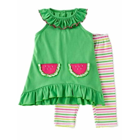 

Infant Girls Watermelon Outfit Top & Striped Leggings Set 12 Months