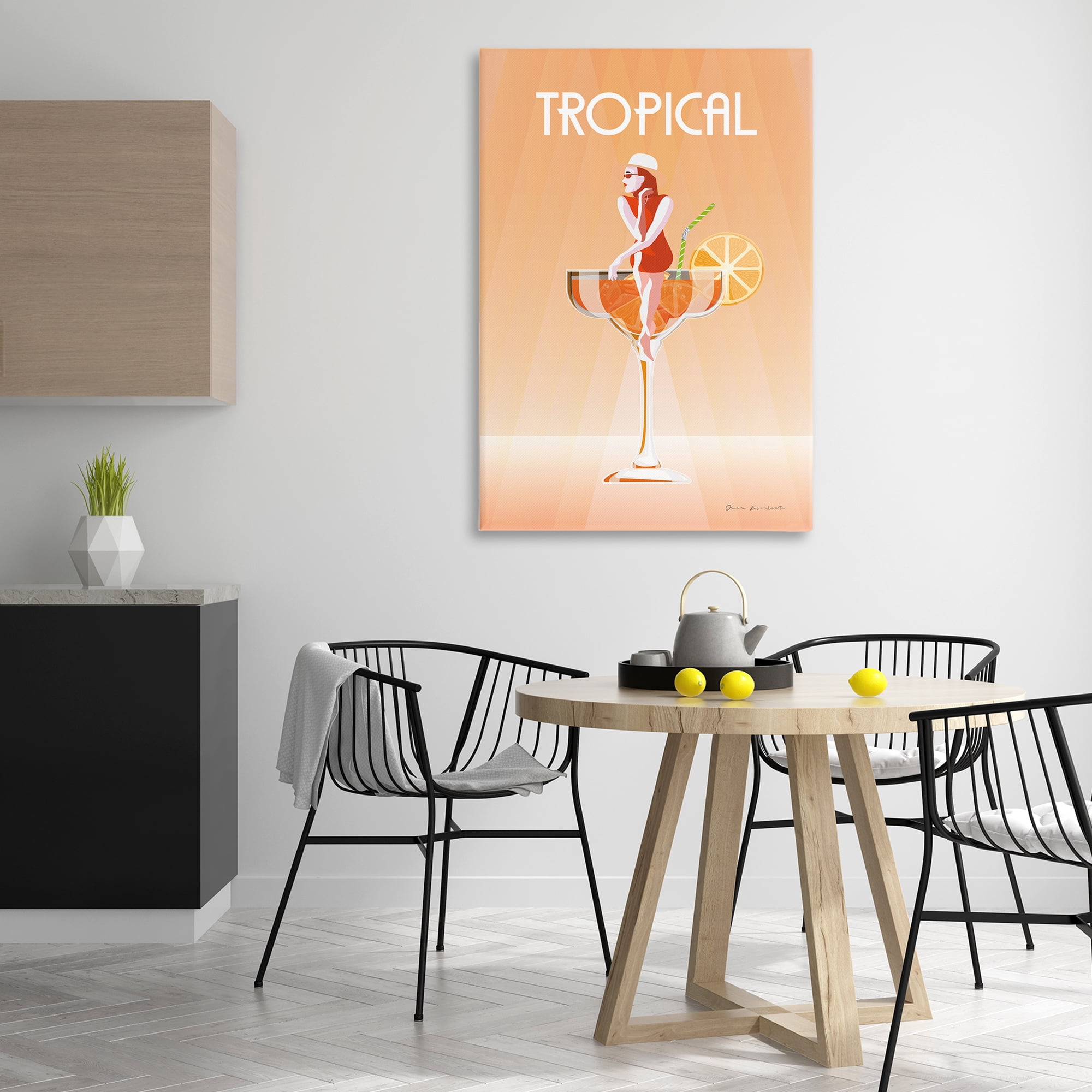 Stupell Industries Tropical Drink Girl Food & Beverage Painting Gallery Wrapped Canvas Art Print Wall Art, 30 x 45