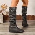 thumbnail image 6 of Womens Slouch Knee High Boots Casual Leather Winter Fall No Heel Over The Knee Tall Dress Boots for Ladies, 6 of 8