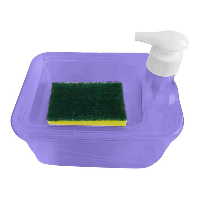 Yhmxh Fournitures de Nettoyage Distributeur de Détergent de Cuisine Éponge Gomme Boîte à Pression Brosse de Nettoyage Boîte à Savon Boîte de Rangement Circulaire Savon Box Press Boxs