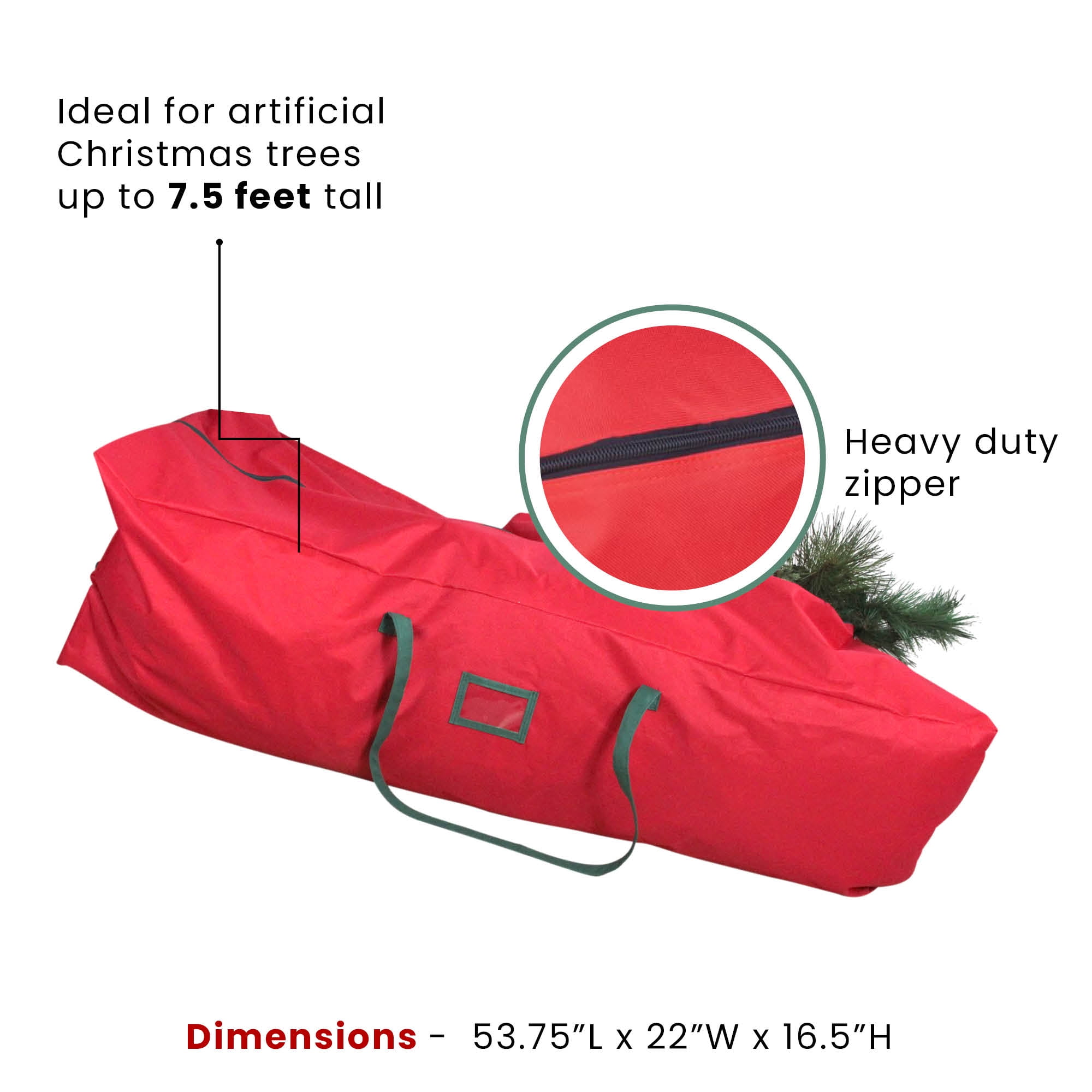 Northlight 7.5’ Red and Green Rolling Artificial Christmas Tree Storage Bag