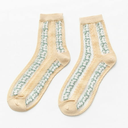 

6 Pairs Socks for Women 1Pair Women s Summer Linen Pattern Retro Stitching Small Floral Socks Womens Socks