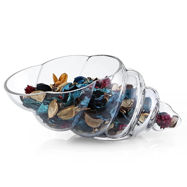 Jarrón MDLUU con carcasa de cristal, 28 cm, soporte para popurrí de conchas marinas