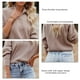 thumbnail image 5 of Jersey de punto para mujer, suéter con cuello levantado, cremallera frontal, hombro caído, manga larga, cálido para invierno y otoño, color tostado claro S, 5 of 7