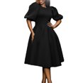 thumbnail image 1 of Mode d'Été Robe Élégante Col Rond Manches Bouffantes Robe Femmes, 1 of 4
